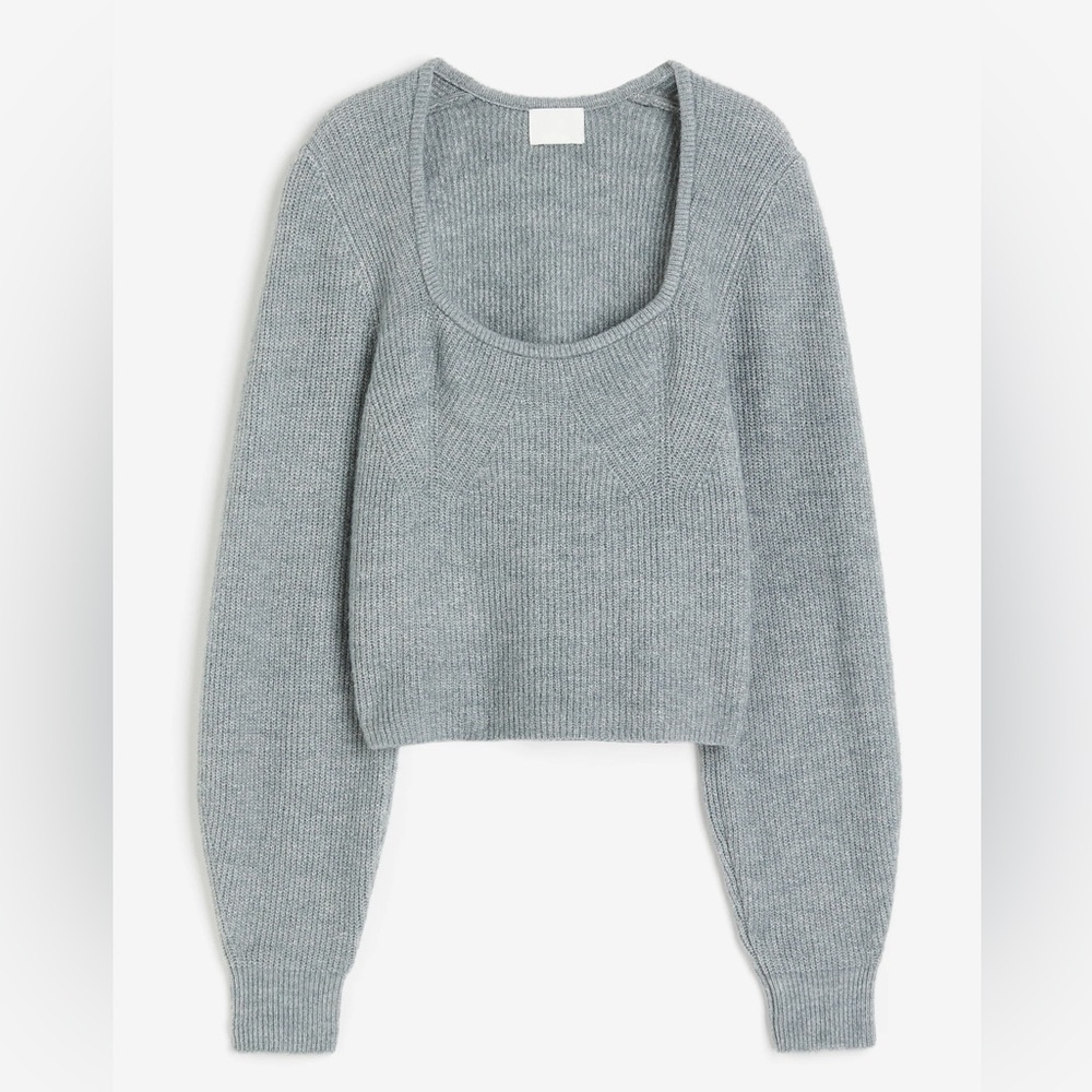 H&M Blue Grey RIB-KNIT SWEATER Size S